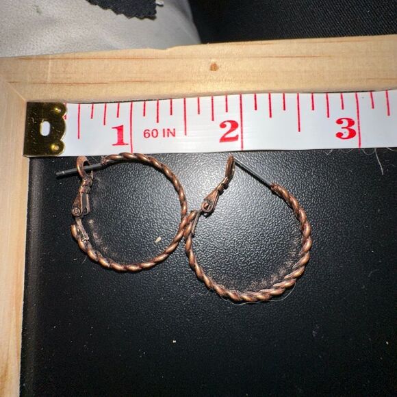 Elegant Twisted Copper Hoop Earrings - Picture 1 of 3
